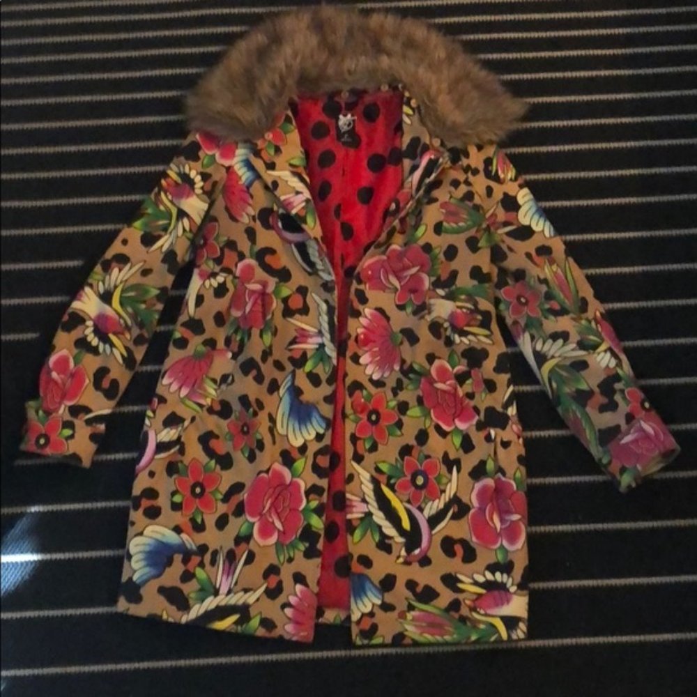 Sale! Iron Fist Leopard Fur rockabilly punk rocker  coat - Picture 4 of 9
